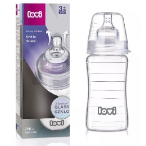 Butelka LOVI szklana 250ml smoczek 3+